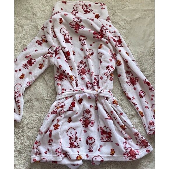 Peanuts Snoopy Charlie Brown Whole Gang Valentines Soft Robe Women’s Sz L / XL - Picture 8 of 10